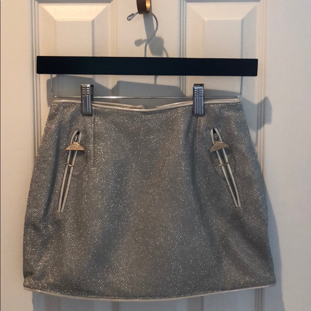 EXTE ACHT silver mesh mini skirt SZ. EU38